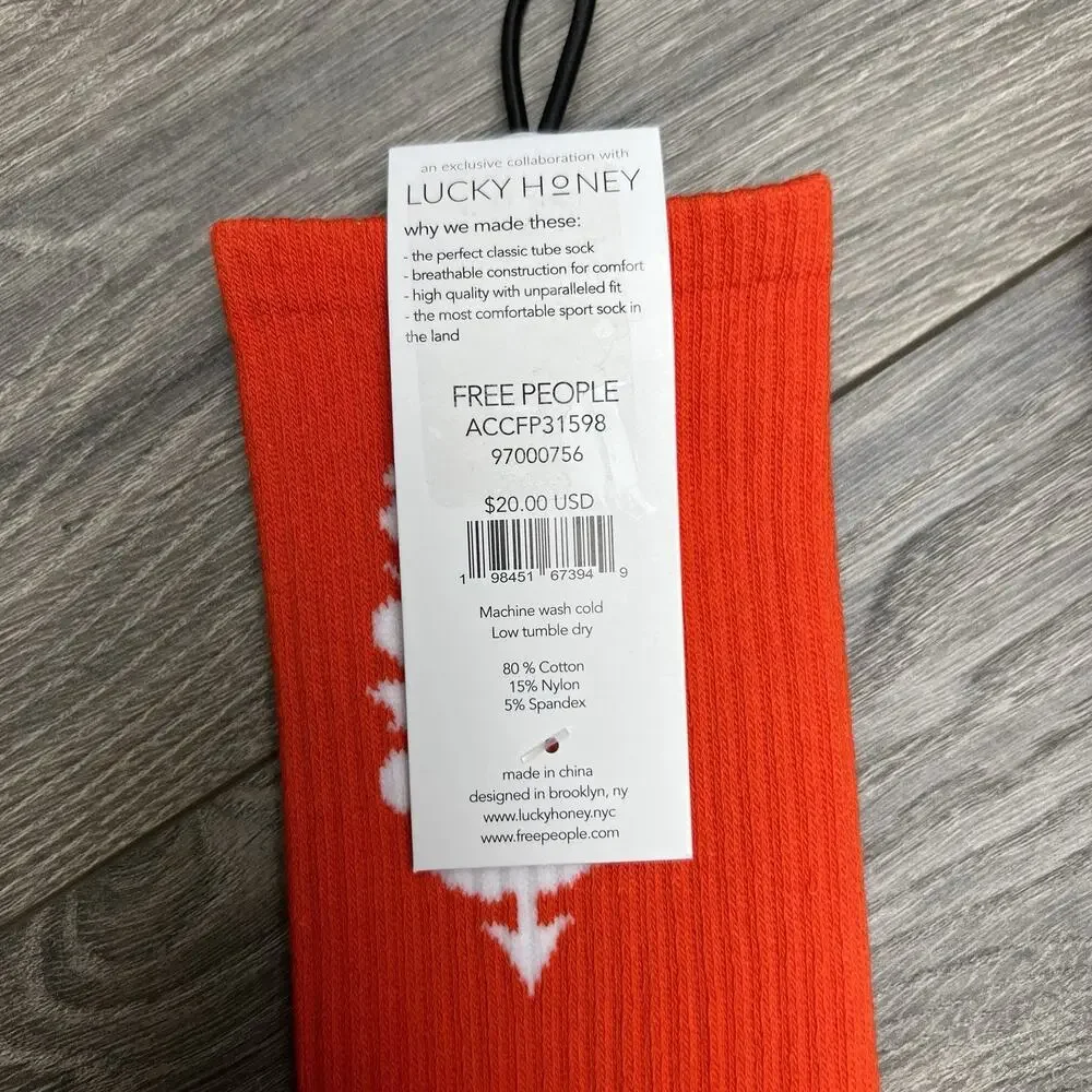 2 Pack Free People FP Movement Last Lap Tube Socks Lucky Honey Orange Green